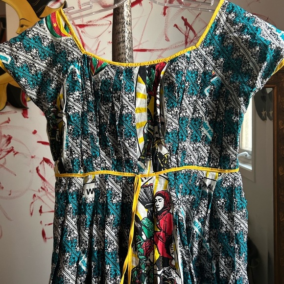 Ankara Dress Handmade Colorful Graphic Print Mini Dress Free Size - Picture 8 of 16